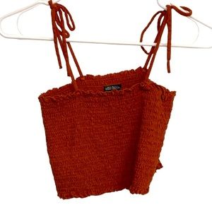 Stretchy Tie Strap Orange Crop Top. Like New. Worn Once. Size Large.